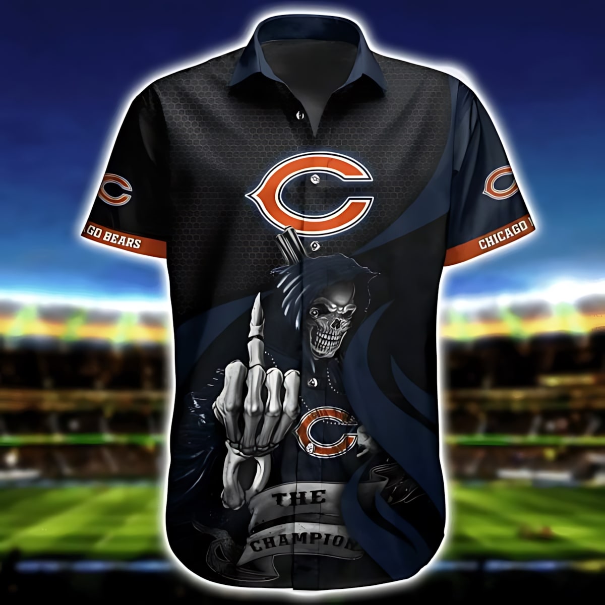 chicago bears reaper champion hawaiian shirt begwt