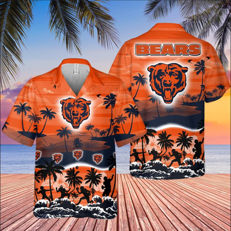 chicago bears sunset surf hawaiian shirt h19rp