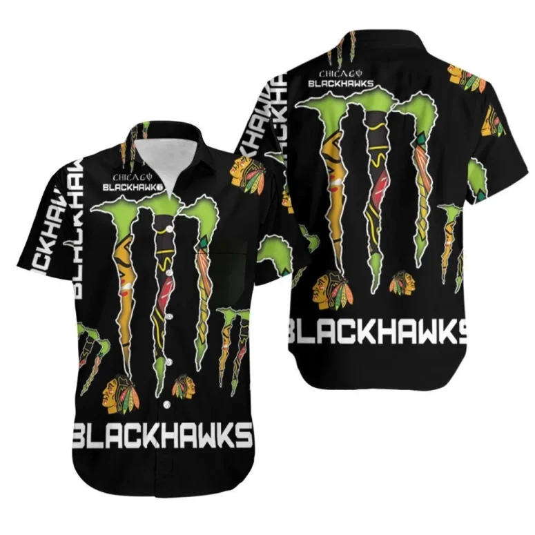 chicago blackhawks monster energy claw hawaiian shirt 1uc0g