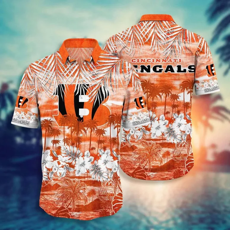 cincinnati bengals sunset palm hawaiian shirt