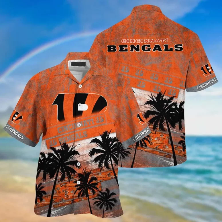 cincinnati bengals sunset palm view hawaiian shirt