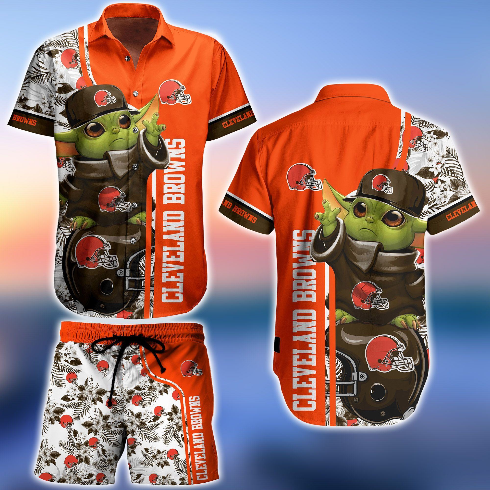 cleveland browns galactic mascot hawaiian shirt gg8m0