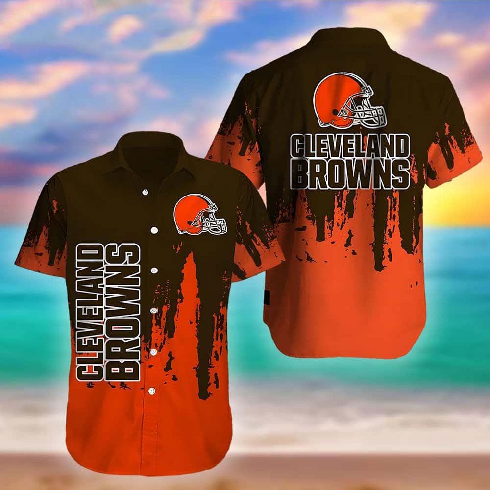 cleveland browns grunge wave hawaiian shirt k2b3t