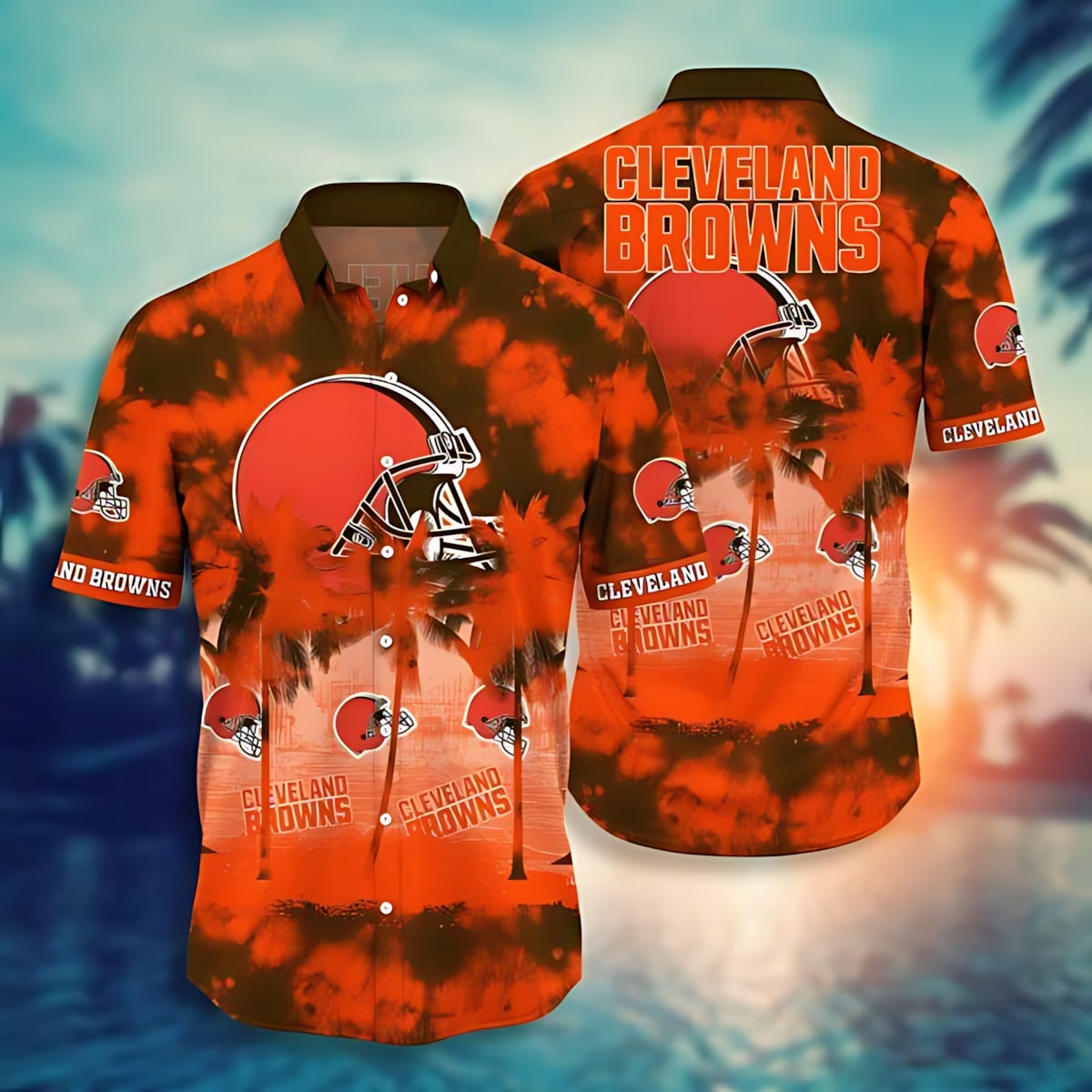 cleveland browns tiedye sunset hawaiian shirt zlwl2