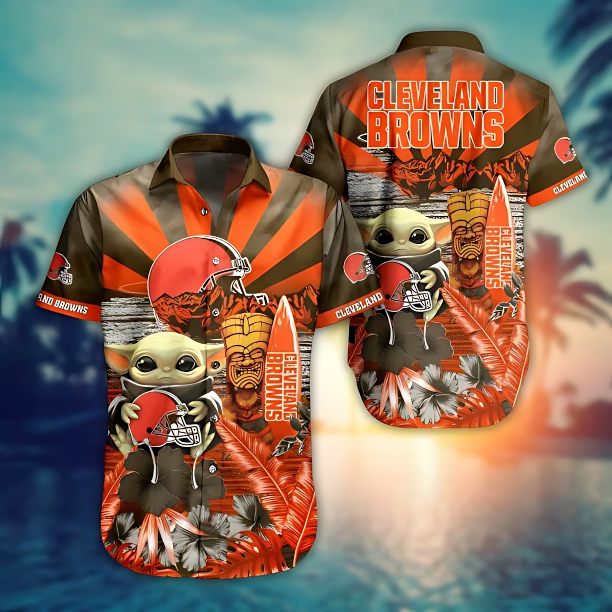 cleveland browns tiki time hawaiian shirt buk4p