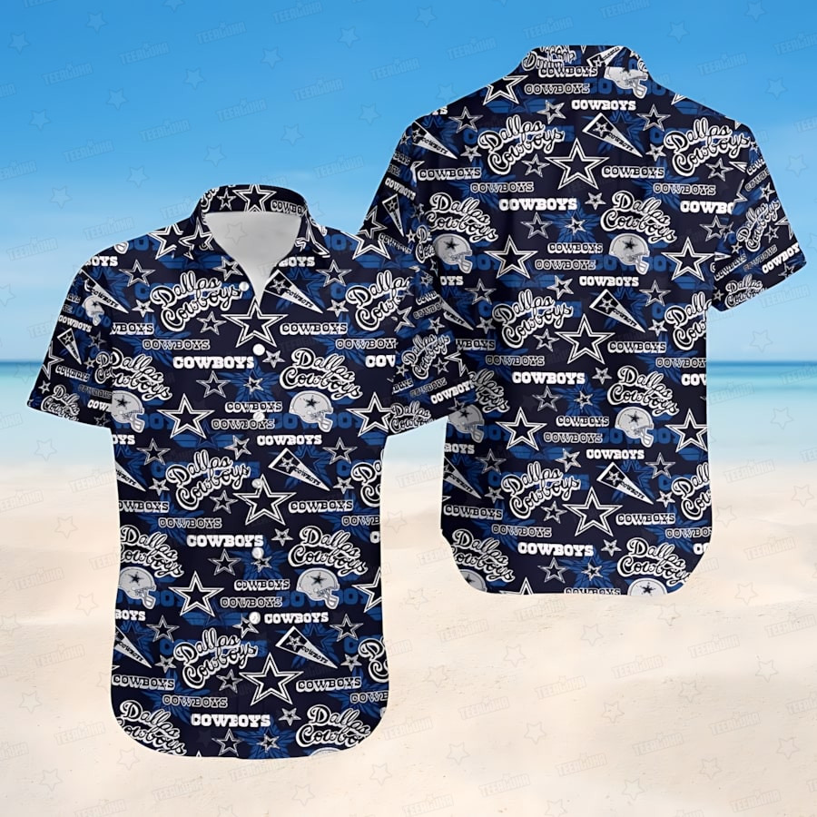 dallas cowboys logo frenzy hawaiian shirt yjz7p