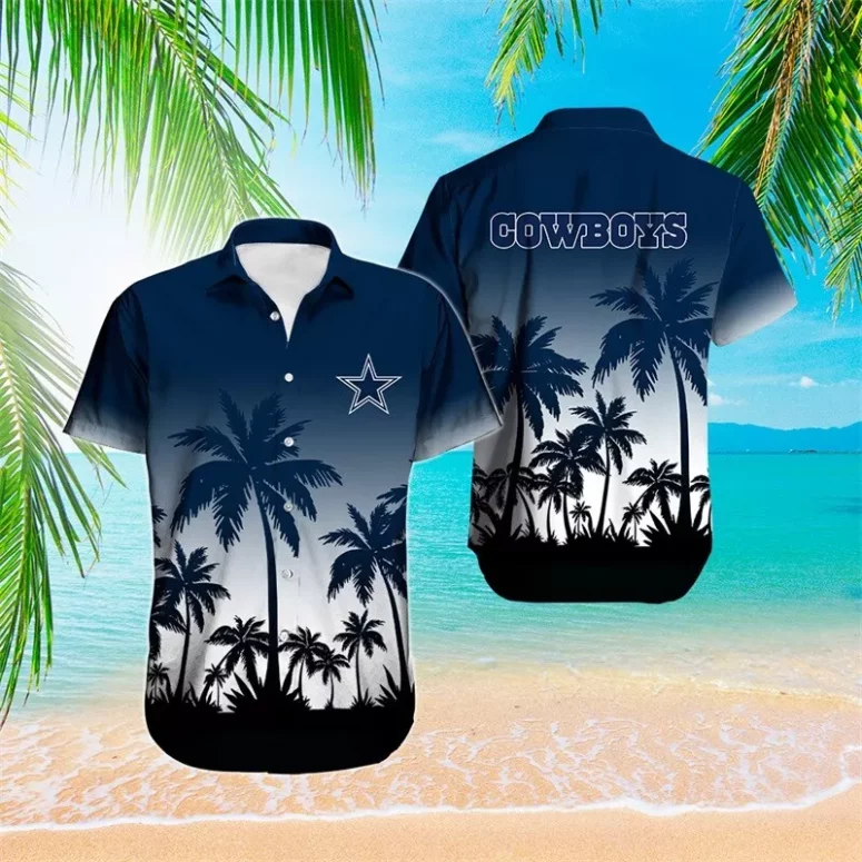 dallas cowboys palm silhouette hawaiian shirt 78324