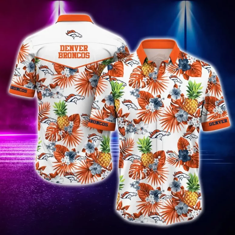 denver broncos tropical pineapple hawaiian shirt