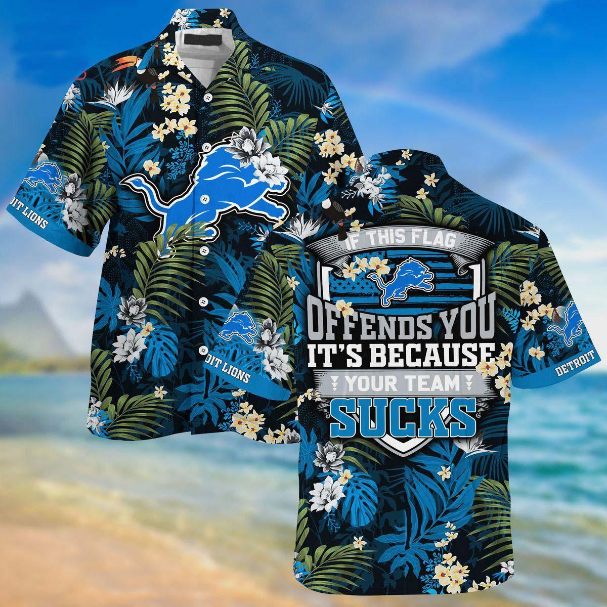 detroit lions bold statement hawaiian shirt 38n9q