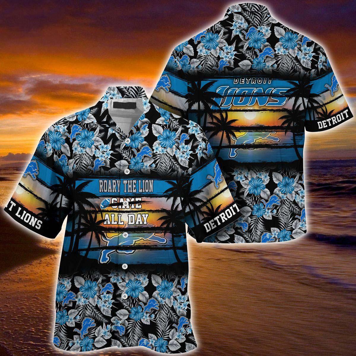 detroit lions sunset spirit hawaiian shirt