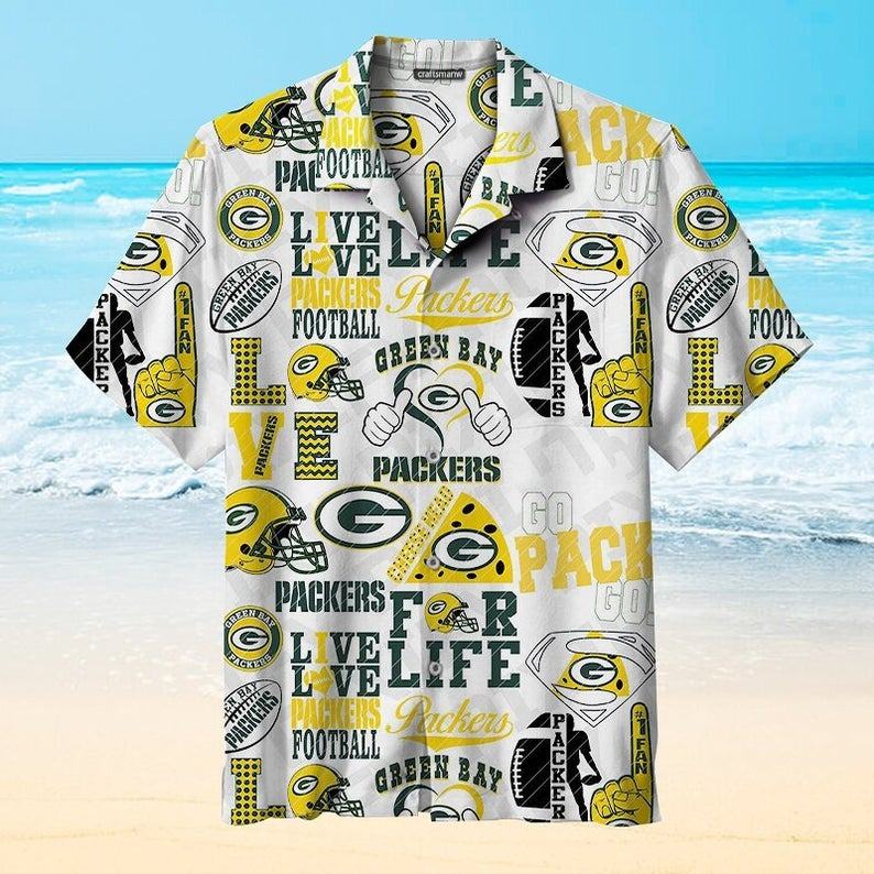 green bay packers fan life collage hawaiian shirt n0ev1