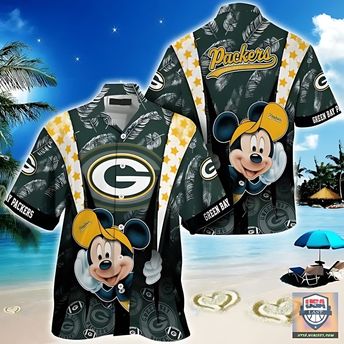 green bay packers mickey island adventure hawaiian shirt