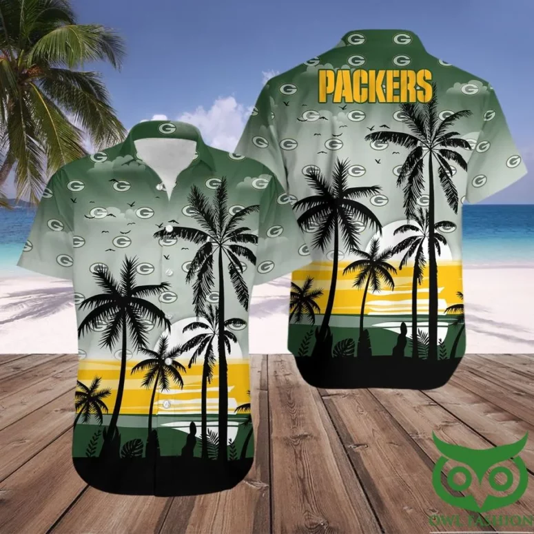 green bay packers palm oasis hawaiian shirt u9860