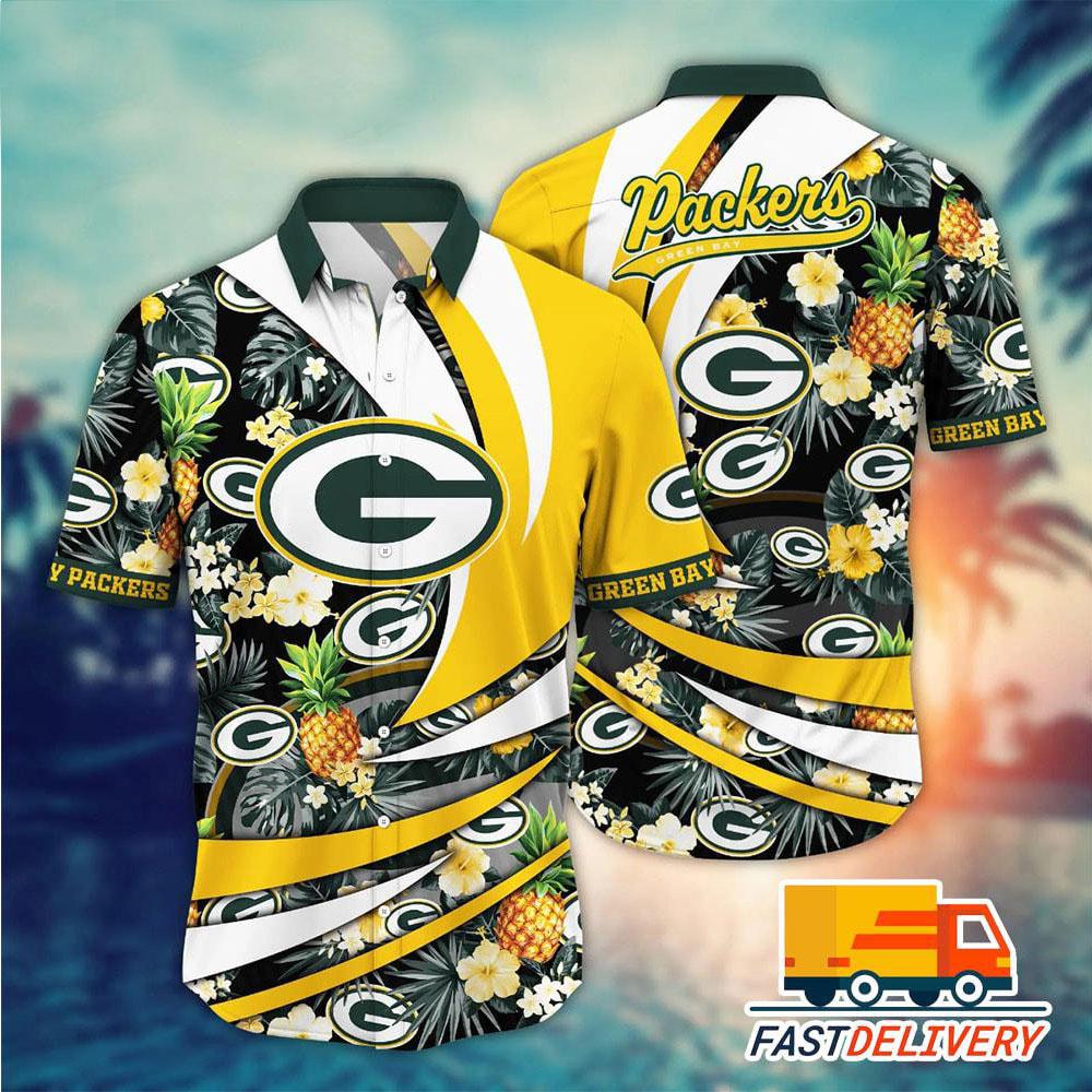 green bay packers pineapple wave hawaiian shirt qqb6g