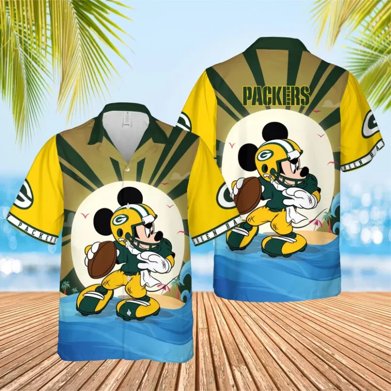 green bay packers sunset touchdown hawaiian shirt r6zrm