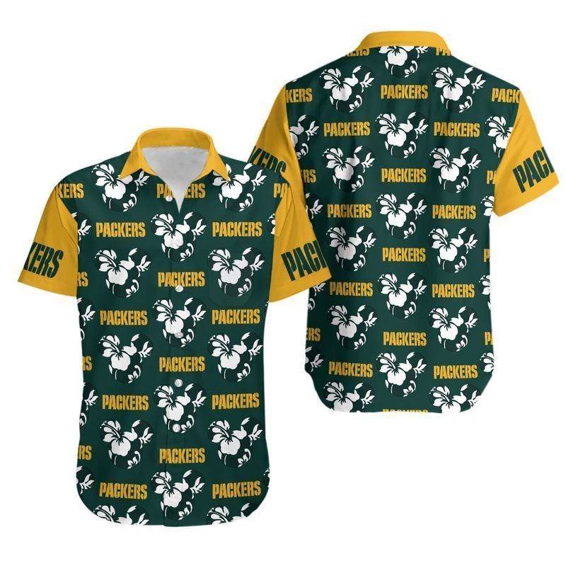 green bay packers tropical hibiscus hawaiian shirt r400u