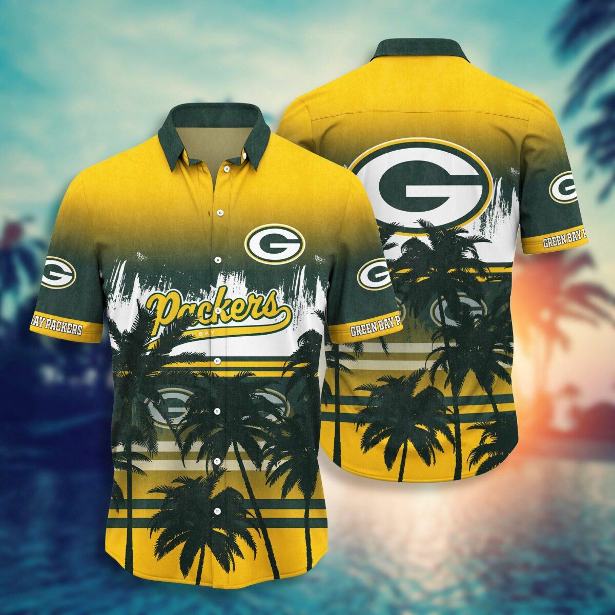 green bay packers tropical sunset vibes hawaiian shirt d238p