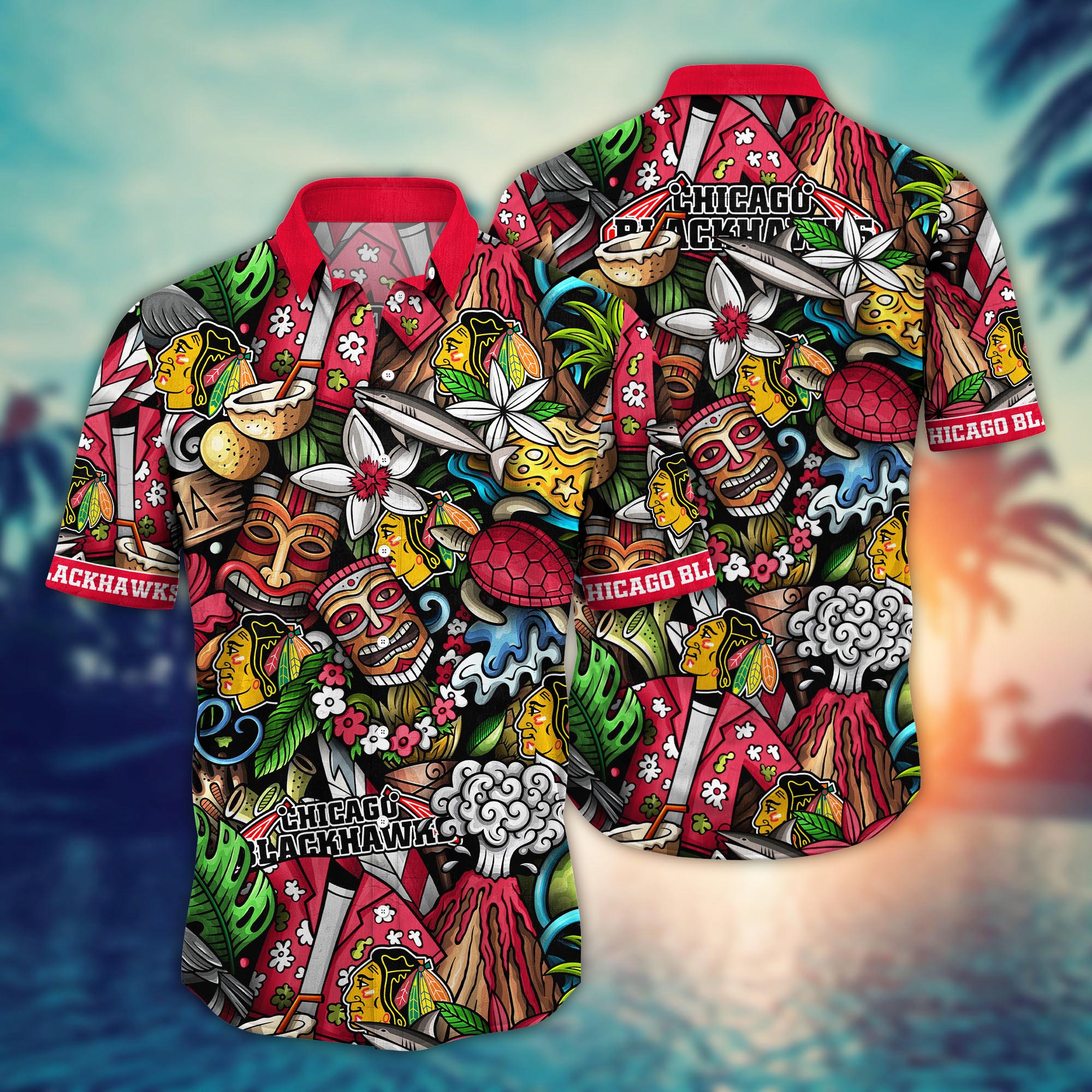 hicago blackhawks tiki adventure hawaiian shirt k3vlz