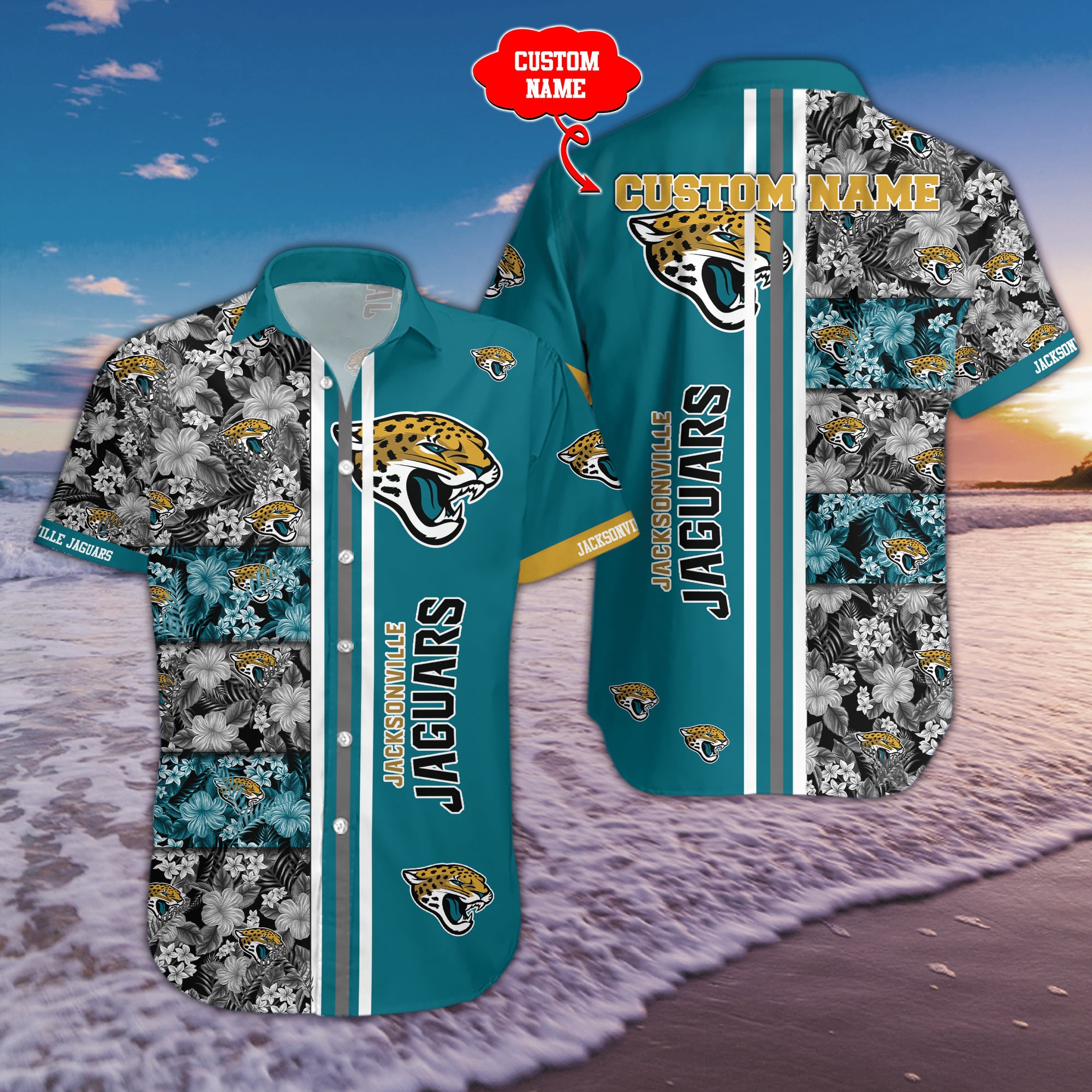 jacksonville jaguars floral accent custom hawaiian shirt 4hno9