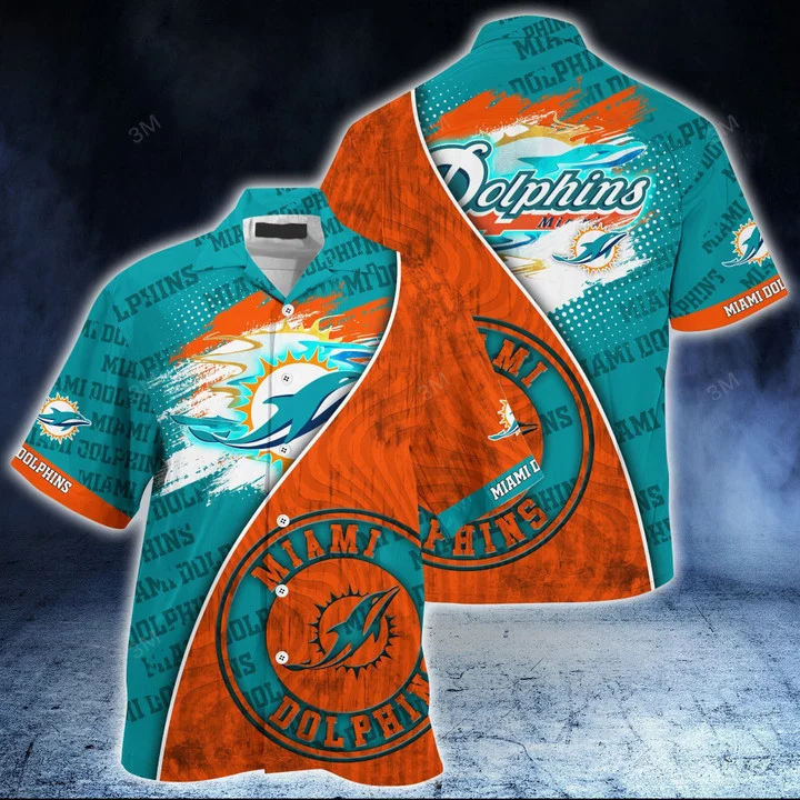 miami dolphins sunset splash hawaiian shirt