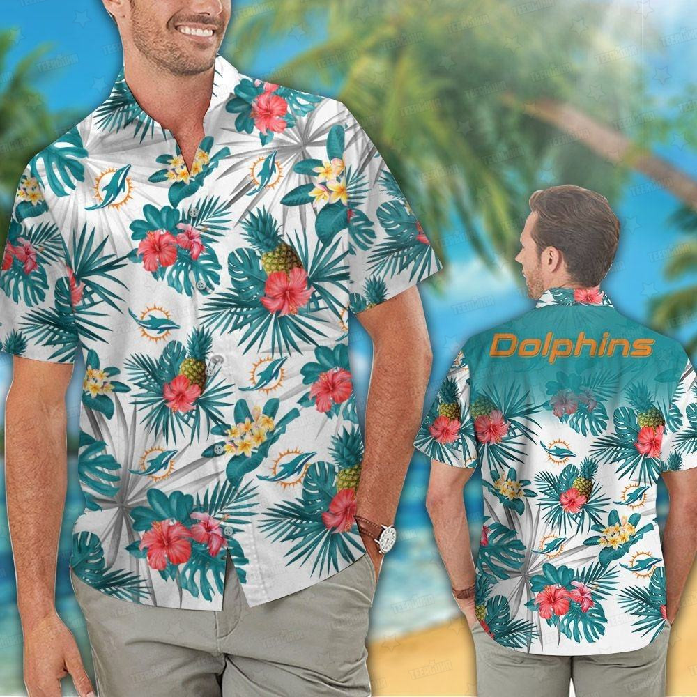 miami dolphins tropical blossom hawaiian shirt pl1i3