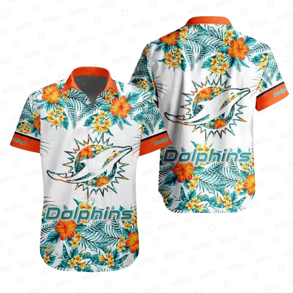 miami dolphins tropical paradise floral hawaiian shirt lo92u