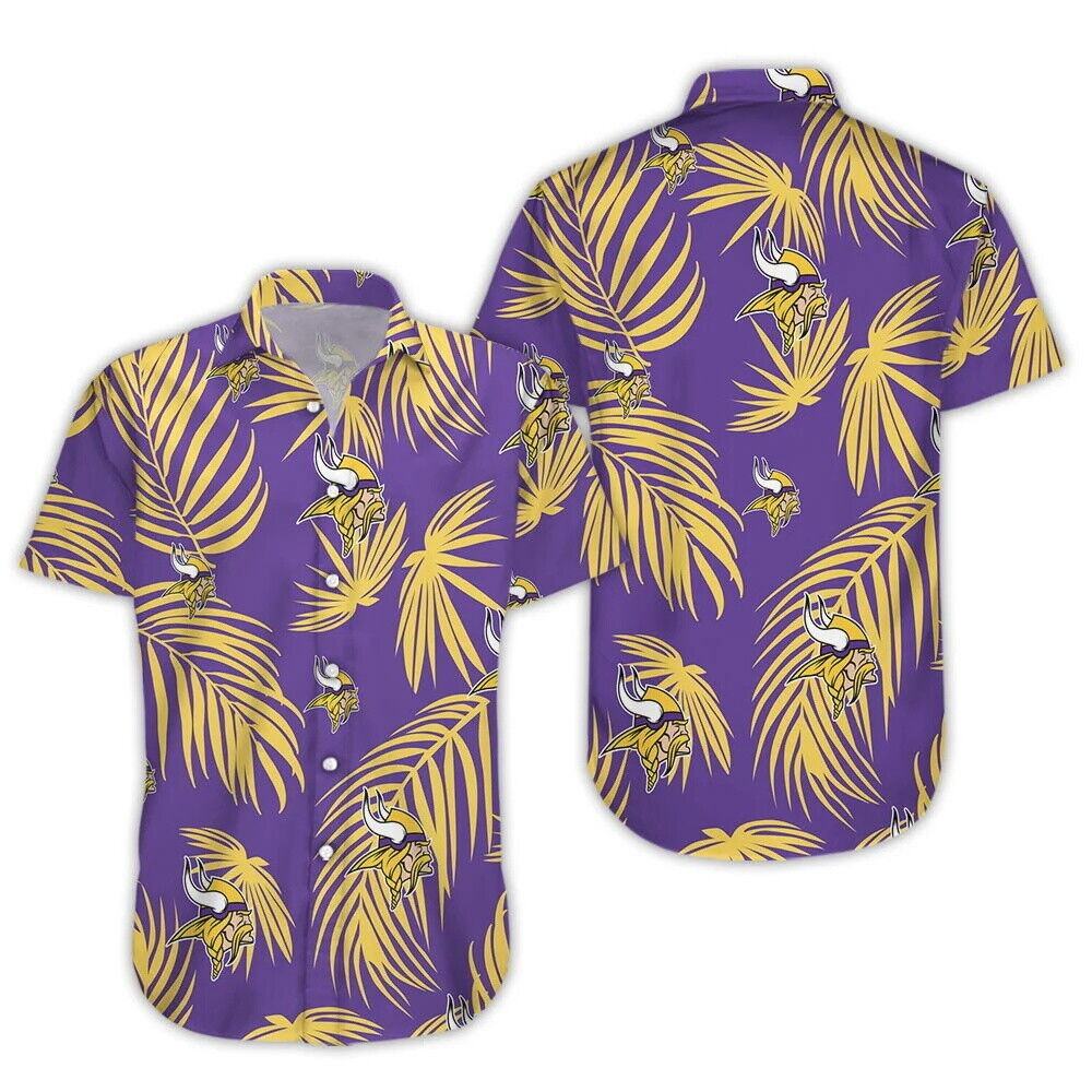 minnesota vikings golden palm breeze hawaiian shirt pr333