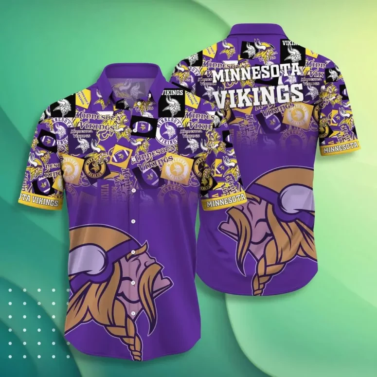 minnesota vikings logo collage hawaiian shirt bfdsi