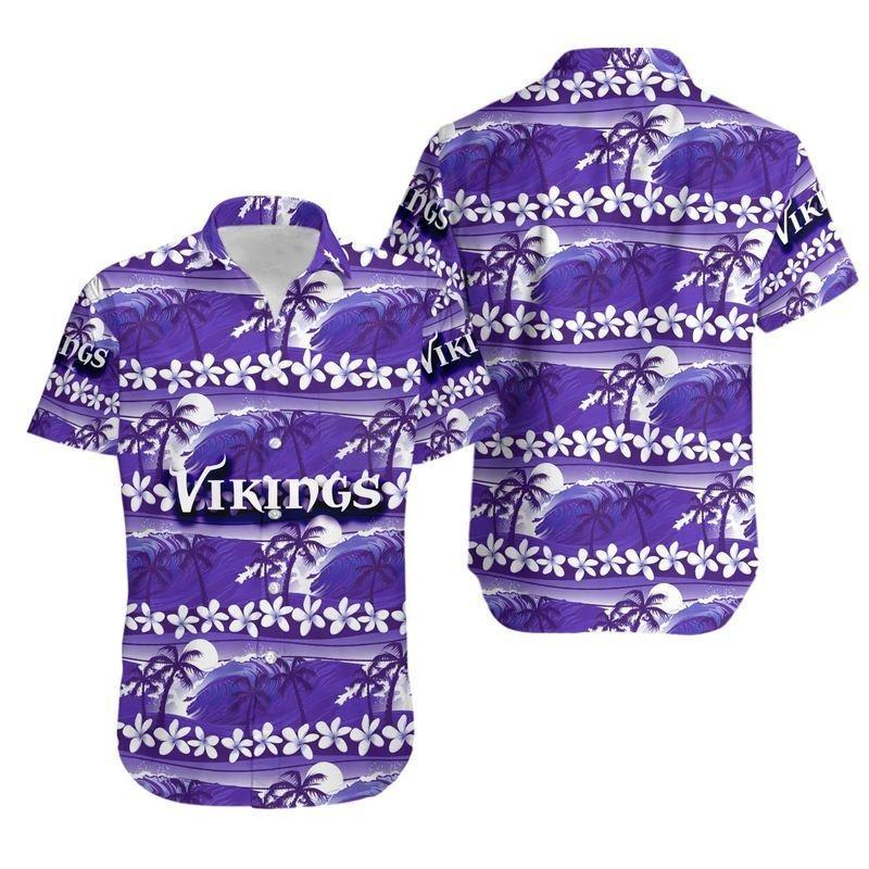 minnesota vikings palm waves hawaiian shirt whl48