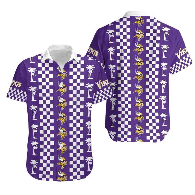 minnesota vikings retro checkered hawaiian shirt 0sgug