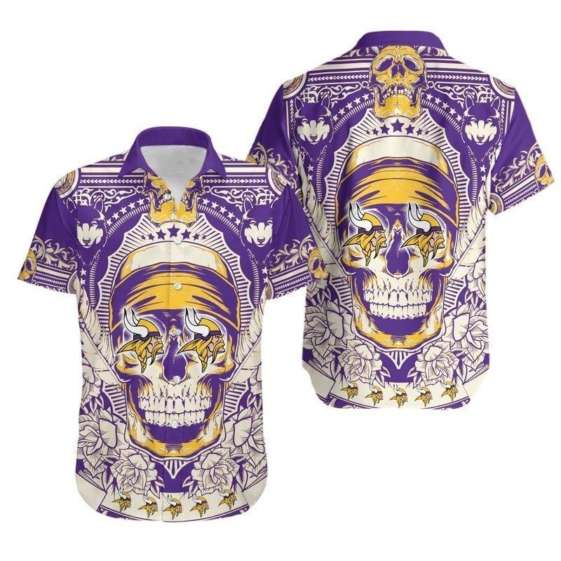 minnesota vikings skull emblem hawaiian shirt qgwah