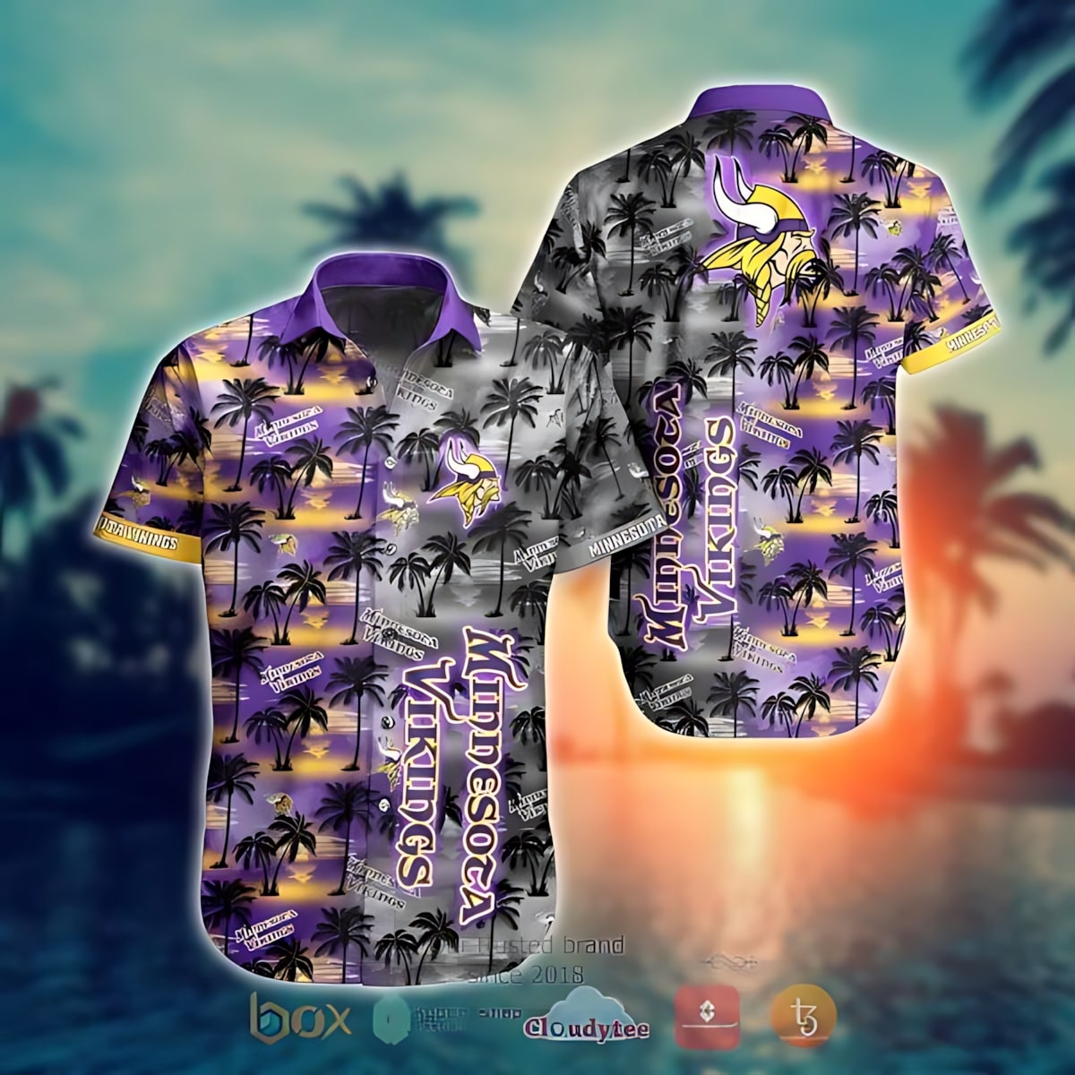 minnesota vikings twilight palm breeze hawaiian shirt r1nwb