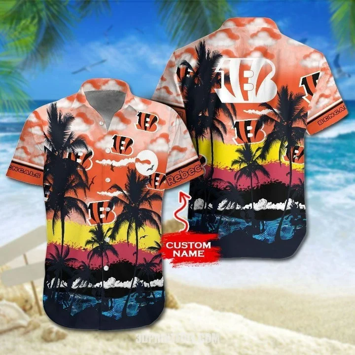 personalized cincinnati bengals sunset vibes hawaiian shirt