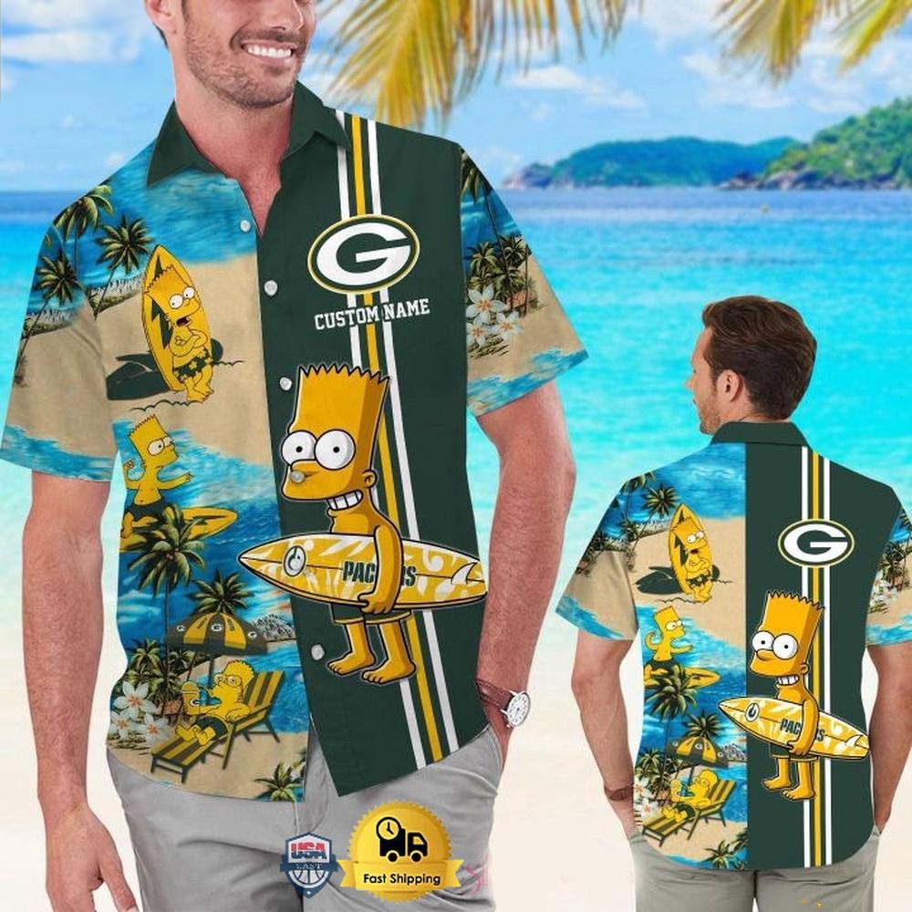 personalized green bay packers special bart simpson tropical hawaiian shirt udjo7