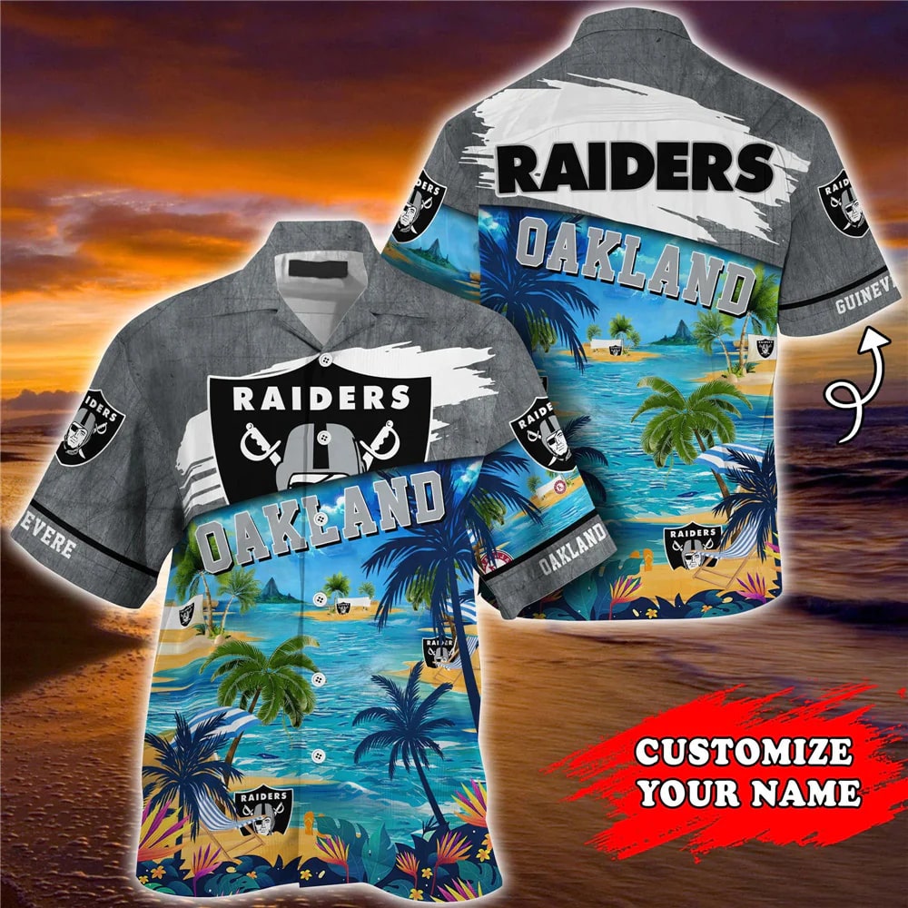 personalized las vegas raiders island sunset hawaiian shirt d4joz