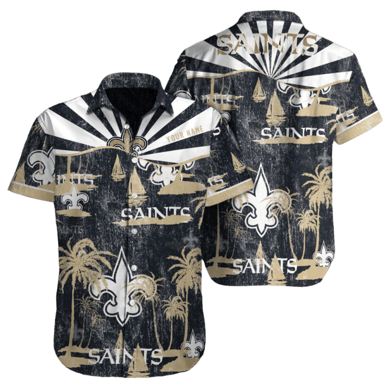 personalized new orleans saints sunset sail hawaiian shirt sac87