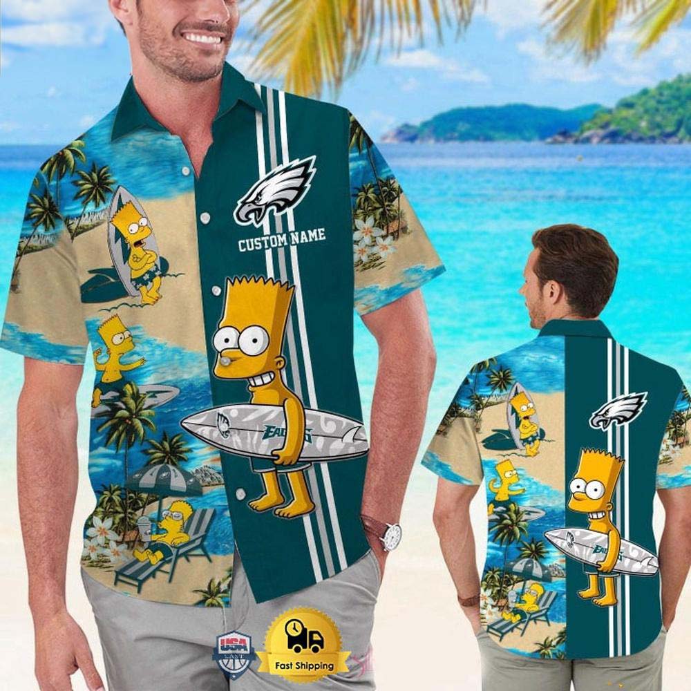 personalized philadelphia eagles special bart simpson tropical hawaiian shirt stu5w