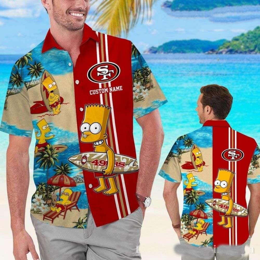 personalized san francisco 49ers bart simpson beach hawaiian shirt hk3kc