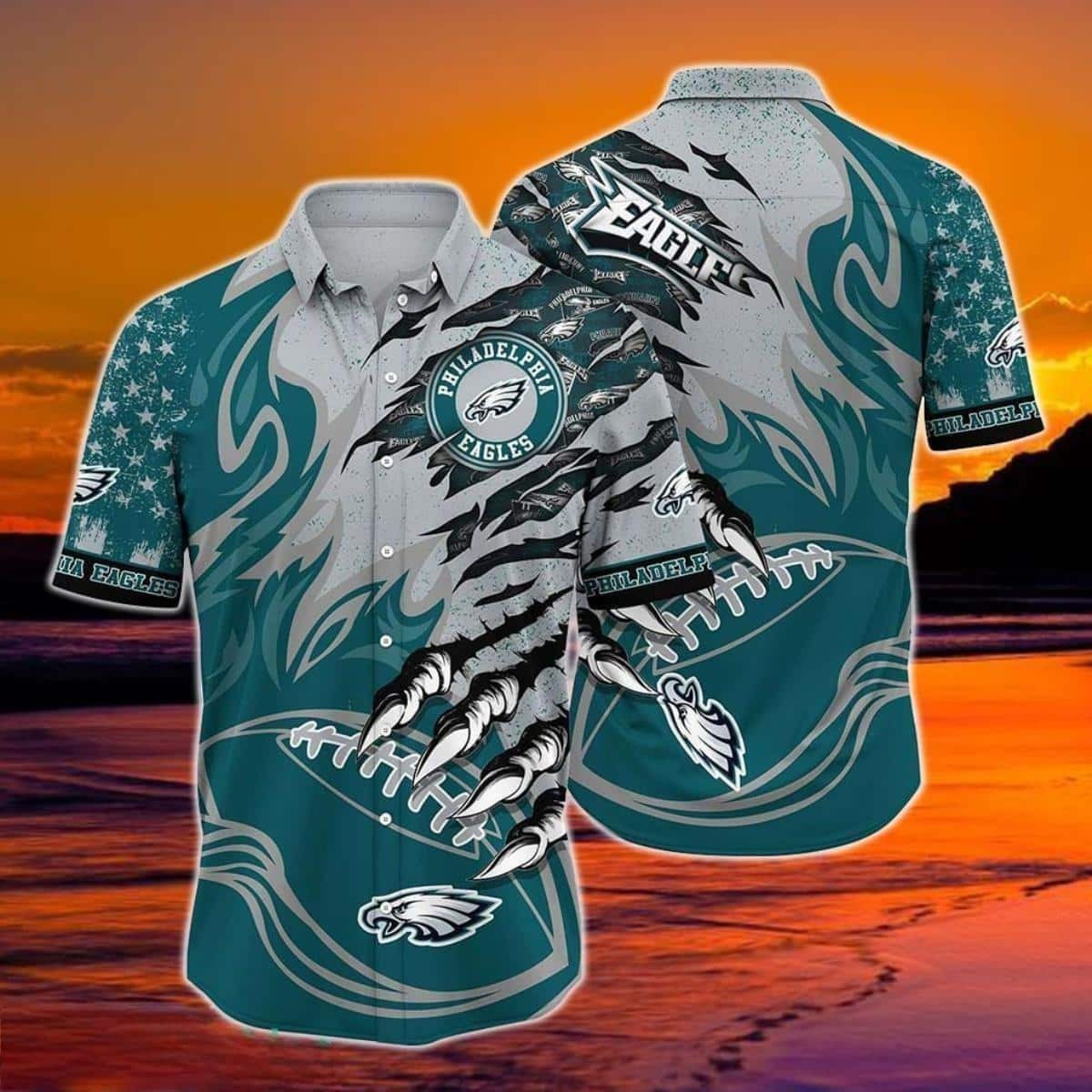 philadelphia eagles claw attack hawaiian shirt tjfmb