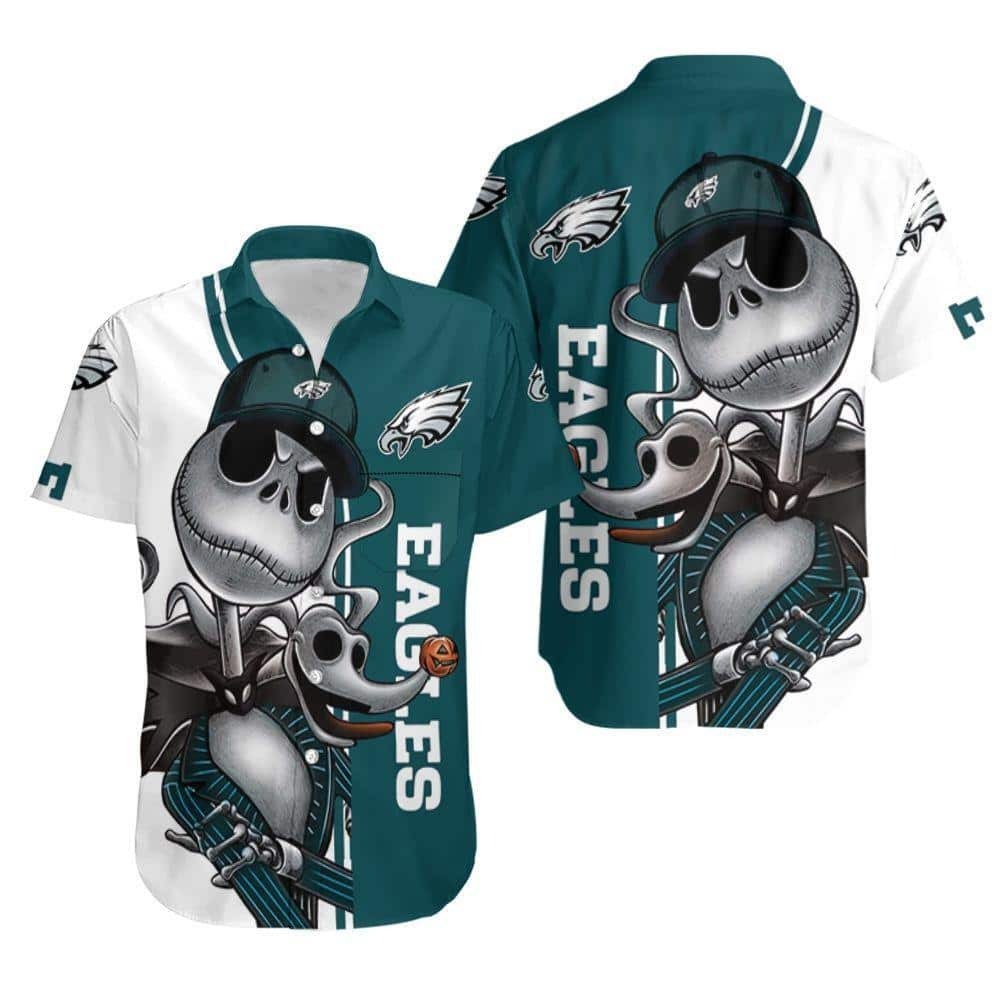 philadelphia eagles jack skellington hawaiian shirt