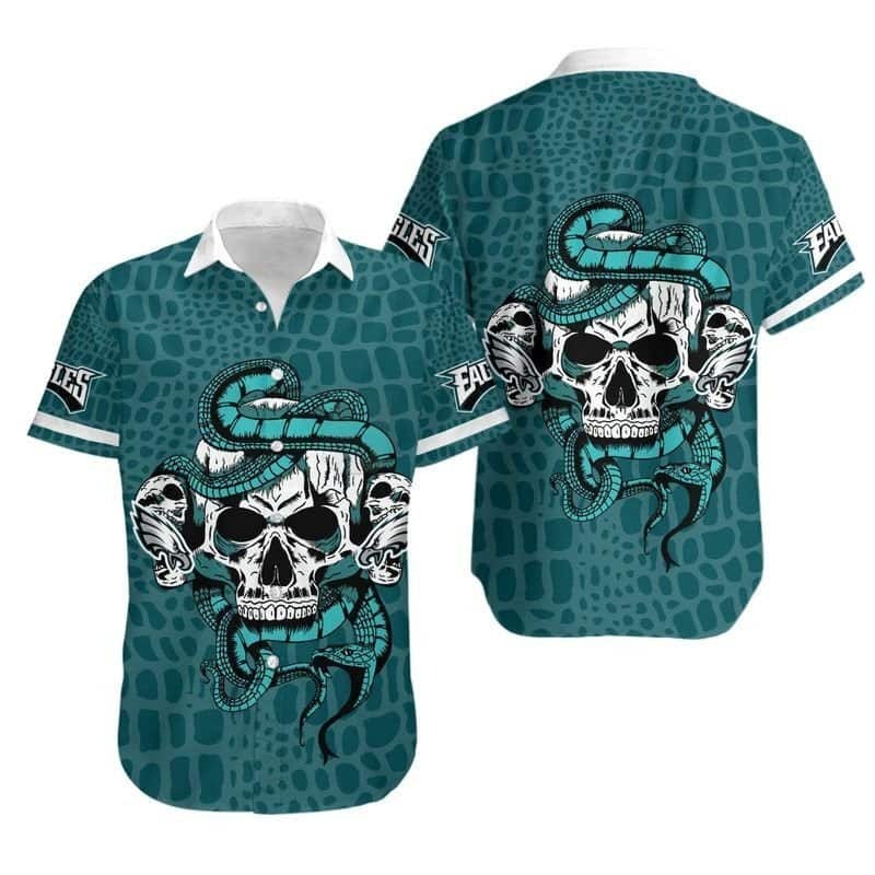 philadelphia eagles skull serpent hawaiian shirt 4feru