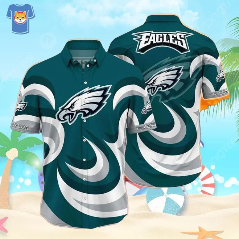 philadelphia eagles swirl power hawaiian shirt zg52h