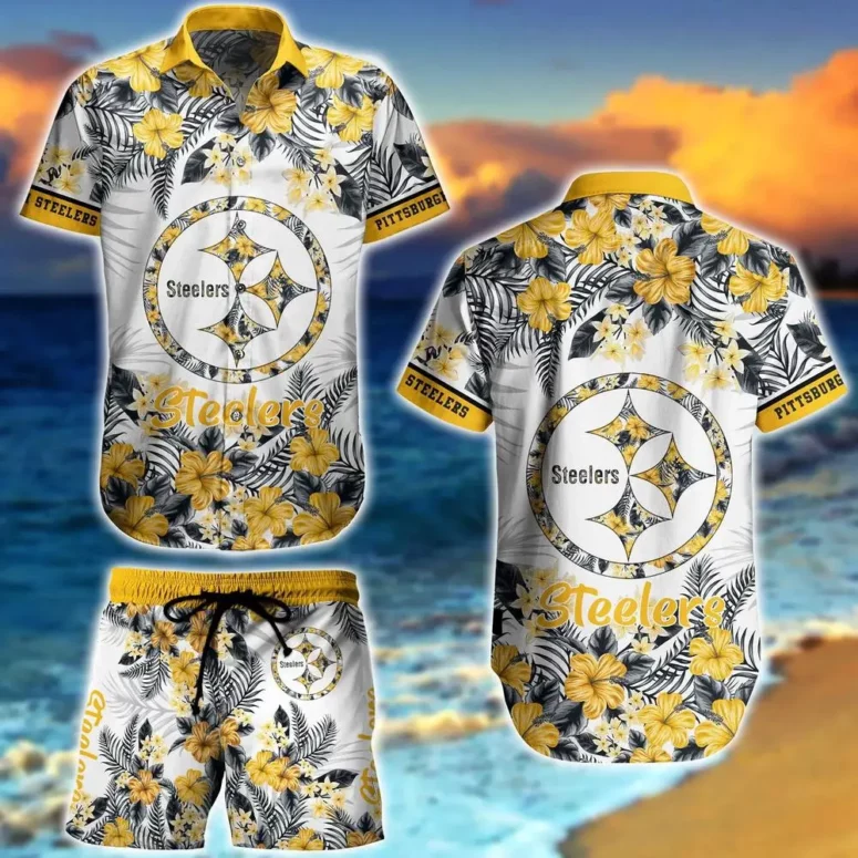 pittsburgh steelers floral wave hawaiian shirt 34dnb