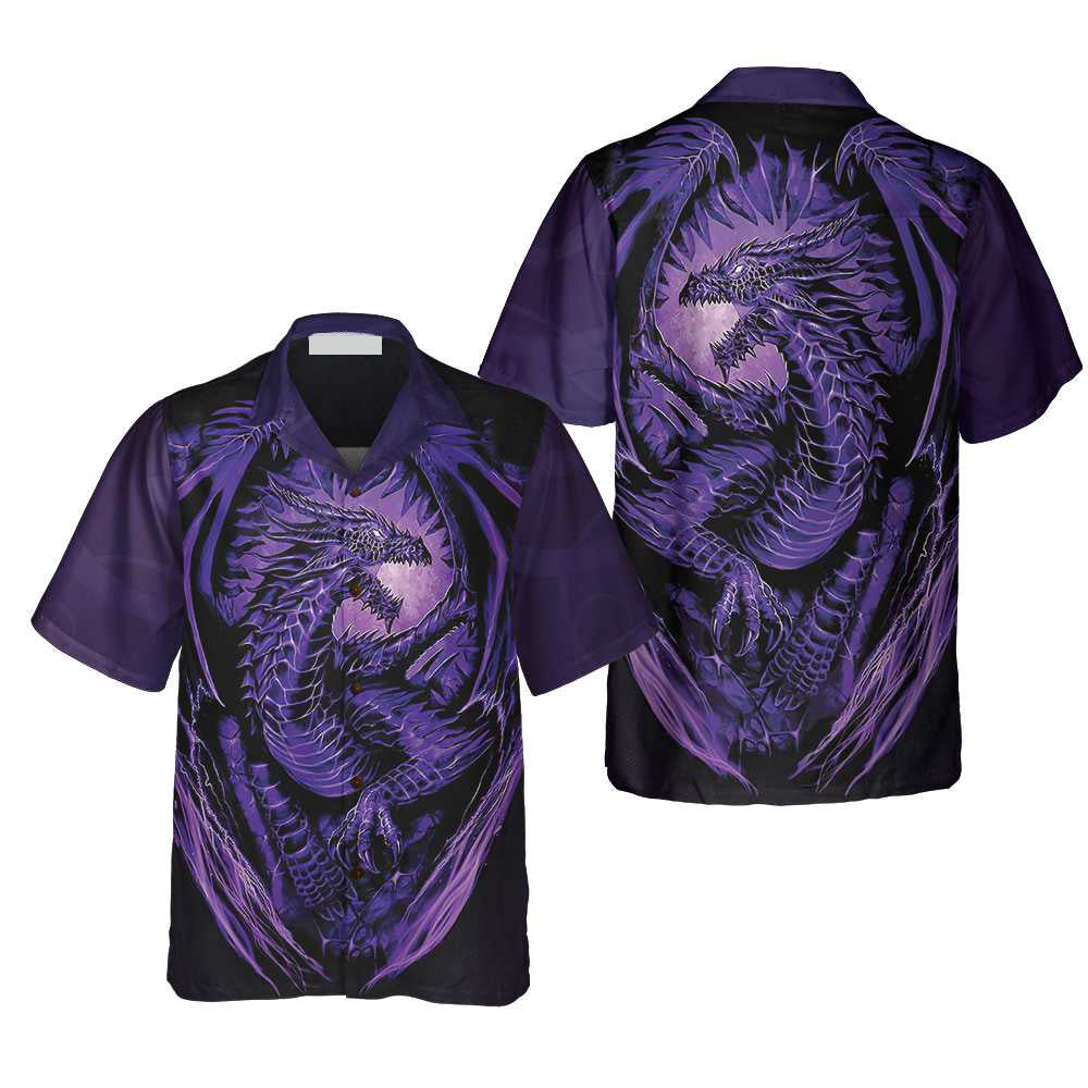 purple neon dragon hawaiian shirt black and purple dragon shirt 6c2ke