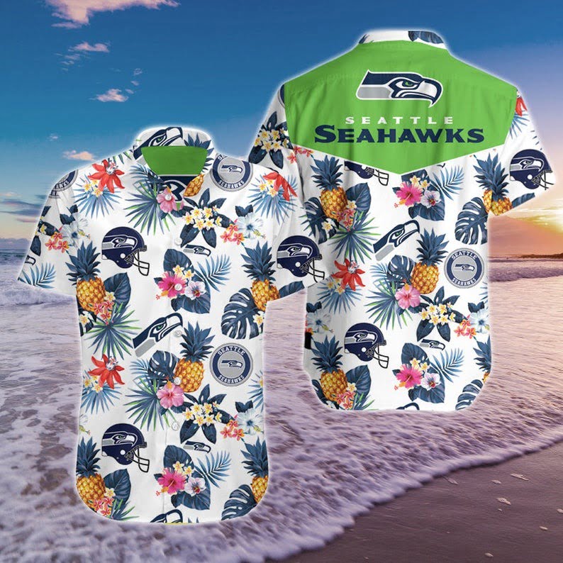 seattle seahawks tropical paradise hawaiian shirt