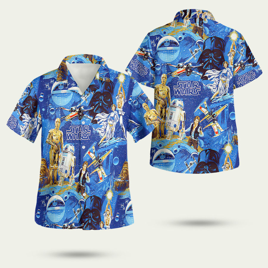 star wars pattern hawaiian shirt 38vps