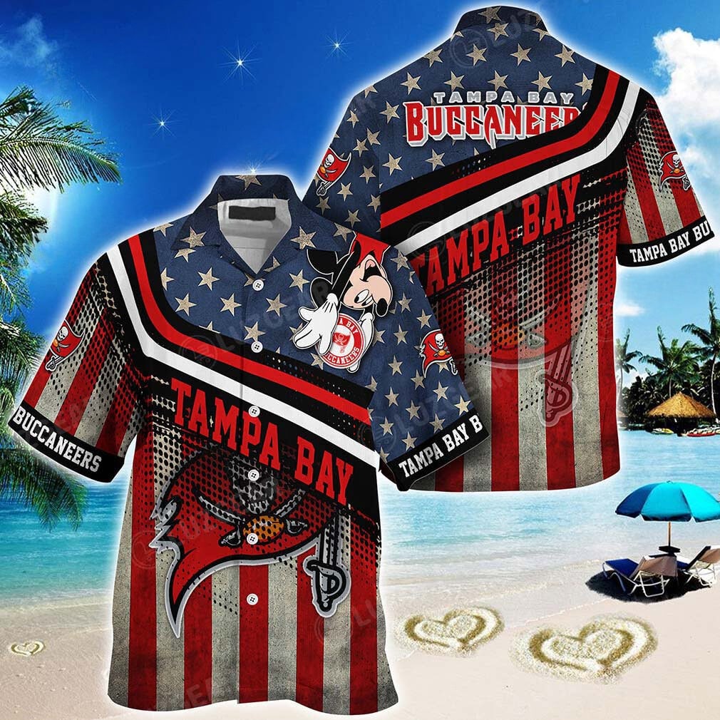 tampa bay buccaneers mickey graphic american flag hawaiian shirt 6ue1r