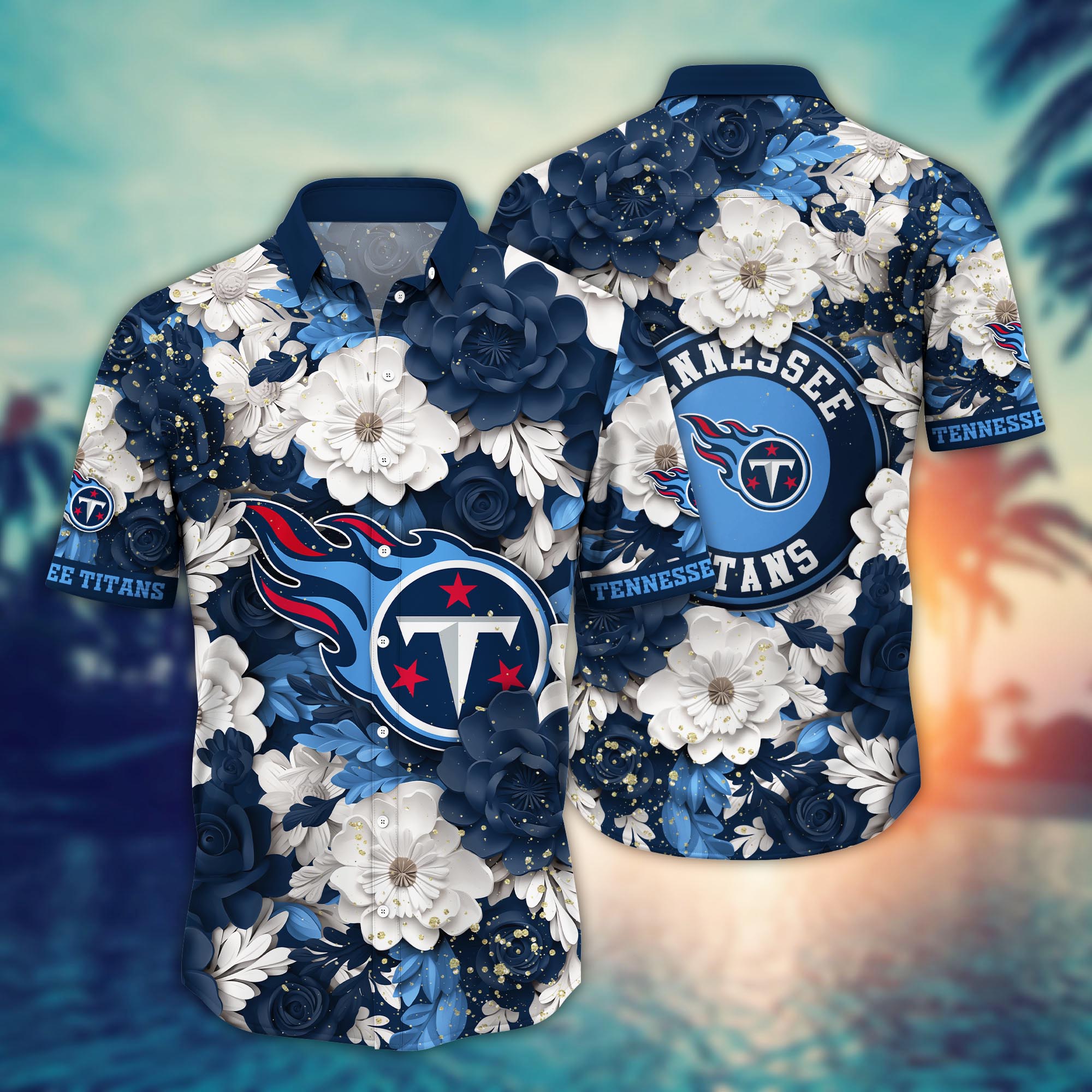 tennessee titans bold blooms hawaiian shirt