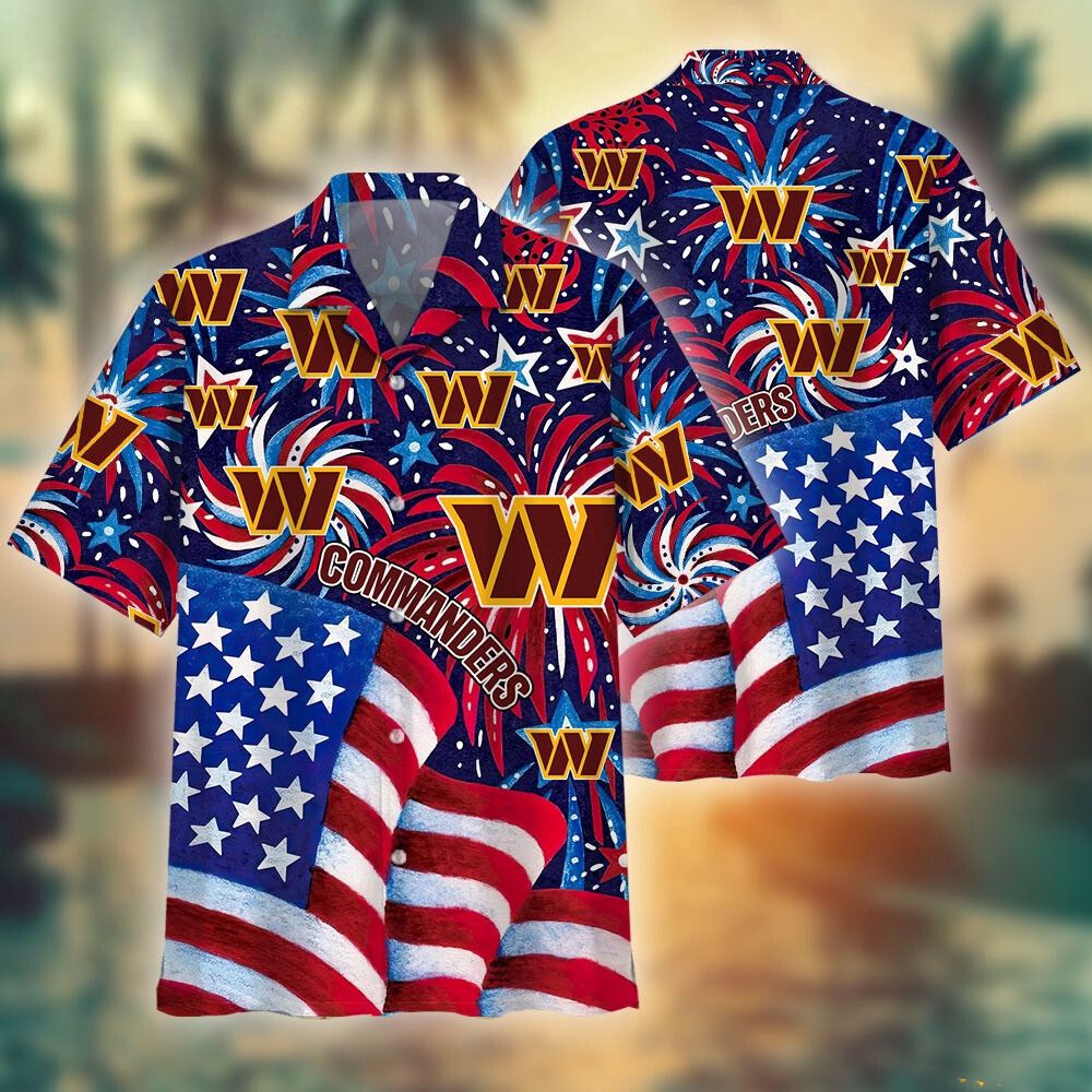 washington commanders patriotic celebration hawaiian shirt p5q48