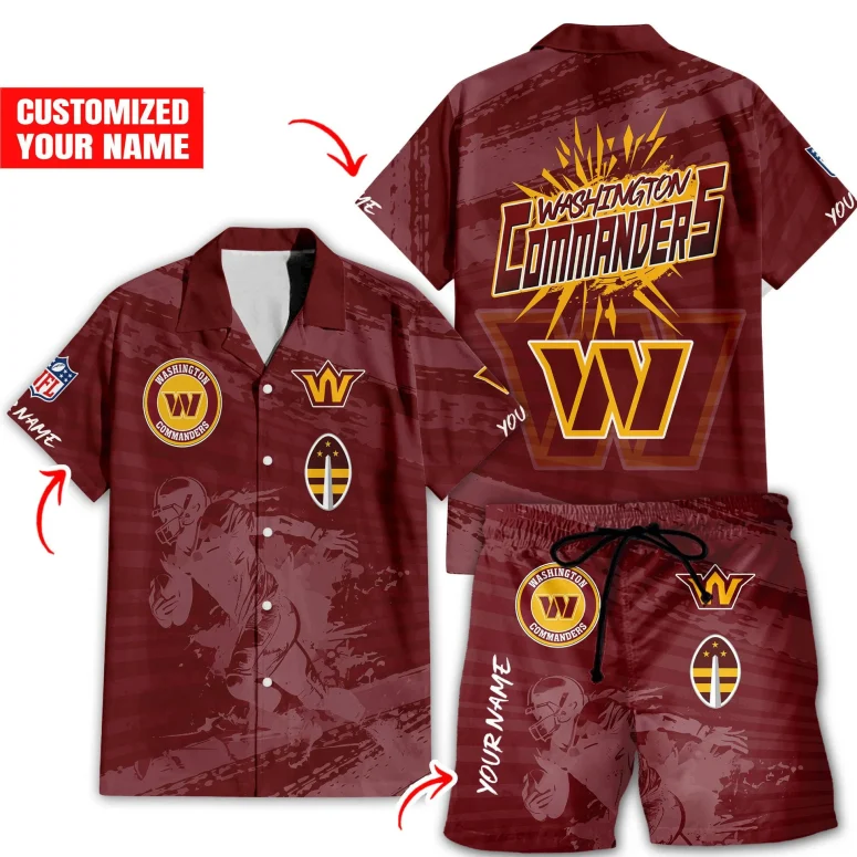 washington commanders personalized blaze hawaiian shirt yhwsf